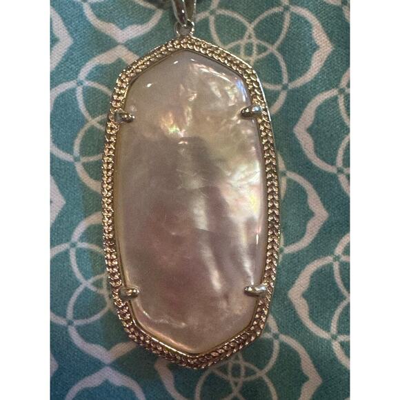 Kendra Scott Long Gold Rae Necklace Adjustable Chain Ivory Mother Of Pearl - Picture 6 of 8